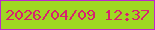 文字の大きさ：4、枠の色：bc28cd、背景の色：9fd723、文字の色：d8216f 無料ブログパーツのブログ時計