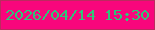 文字の大きさ：3、枠の色：bc2a5f、背景の色：f8067c、文字の色：2ec67a 無料ブログパーツのブログ時計