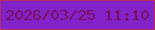 文字の大きさ：1、枠の色：bc2a62、背景の色：8223ca、文字の色：790e5a 無料ブログパーツのブログ時計