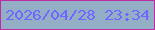 文字の大きさ：5、枠の色：bc2ca4、背景の色：94aec6、文字の色：6e66fe 無料ブログパーツのブログ時計