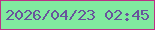 文字の大きさ：5、枠の色：bc3186、背景の色：81ea9f、文字の色：68549c 無料ブログパーツのブログ時計