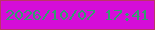 文字の大きさ：3、枠の色：bc3567、背景の色：d50dd8、文字の色：349c70 無料ブログパーツのブログ時計