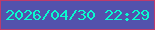 文字の大きさ：3、枠の色：bc3b6c、背景の色：5252ad、文字の色：09fbcf 無料ブログパーツのブログ時計