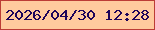 文字の大きさ：1、枠の色：bc3c36、背景の色：ffca9e、文字の色：1d055a 無料ブログパーツのブログ時計