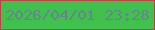 文字の大きさ：2、枠の色：bc4447、背景の色：40c04d、文字の色：66858c 無料ブログパーツのブログ時計