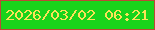 文字の大きさ：1、枠の色：bc4836、背景の色：19d31b、文字の色：fae356 無料ブログパーツのブログ時計