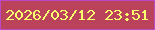 文字の大きさ：2、枠の色：bc48c6、背景の色：ba435b、文字の色：fcfe6f 無料ブログパーツのブログ時計