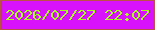 文字の大きさ：5、枠の色：bc5147、背景の色：d912fc、文字の色：a5ff1d 無料ブログパーツのブログ時計