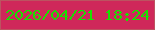 文字の大きさ：3、枠の色：bc5360、背景の色：cf285a、文字の色：18e100 無料ブログパーツのブログ時計