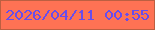 文字の大きさ：4、枠の色：bc5f41、背景の色：fe7254、文字の色：684dec 無料ブログパーツのブログ時計