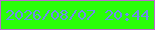 文字の大きさ：3、枠の色：bc69cf、背景の色：2afe08、文字の色：6c8deb 無料ブログパーツのブログ時計