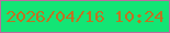 文字の大きさ：1、枠の色：bc6c9f、背景の色：13e575、文字の色：be7322 無料ブログパーツのブログ時計