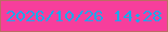 文字の大きさ：2、枠の色：bc6d64、背景の色：f73e9c、文字の色：1ea7eb 無料ブログパーツのブログ時計
