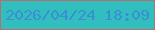 文字の大きさ：1、枠の色：bc6d6b、背景の色：30bebe、文字の色：3d8dd4 無料ブログパーツのブログ時計