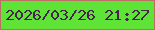 文字の大きさ：4、枠の色：bc6e65、背景の色：60e337、文字の色：47244b 無料ブログパーツのブログ時計