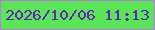 文字の大きさ：5、枠の色：bc79dd、背景の色：58e556、文字の色：6821b9 無料ブログパーツのブログ時計