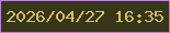文字の大きさ：3、枠の色：bc81dd、背景の色：363618、文字の色：d9ba66 無料ブログパーツのブログ時計