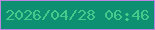 文字の大きさ：4、枠の色：bc84e1、背景の色：0d9072、文字の色：45ca8b 無料ブログパーツのブログ時計