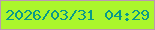 文字の大きさ：3、枠の色：bc98b2、背景の色：abf62d、文字の色：099a89 無料ブログパーツのブログ時計