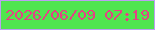 文字の大きさ：4、枠の色：bc9ff2、背景の色：50e54f、文字の色：e54185 無料ブログパーツのブログ時計
