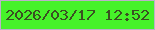 文字の大きさ：2、枠の色：bcb0c8、背景の色：46f229、文字の色：3a5122 無料ブログパーツのブログ時計