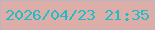 文字の大きさ：2、枠の色：bcb4bf、背景の色：dcaea7、文字の色：20bcc9 無料ブログパーツのブログ時計