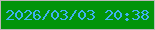 文字の大きさ：5、枠の色：bcb7b8、背景の色：02940a、文字の色：3eb1f0 無料ブログパーツのブログ時計