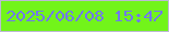 文字の大きさ：1、枠の色：bcbad3、背景の色：72f41a、文字の色：7078ee 無料ブログパーツのブログ時計