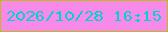 文字の大きさ：5、枠の色：bcbd1d、背景の色：f789e9、文字の色：02d2cd 無料ブログパーツのブログ時計