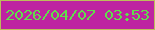 文字の大きさ：5、枠の色：bcbd5b、背景の色：be23a1、文字の色：60de4c 無料ブログパーツのブログ時計
