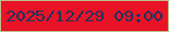 文字の大きさ：2、枠の色：bcbd8f、背景の色：ea1225、文字の色：1b3362 無料ブログパーツのブログ時計