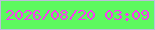 文字の大きさ：4、枠の色：bcbeda、背景の色：5df95f、文字の色：f93bf1 無料ブログパーツのブログ時計