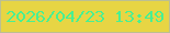文字の大きさ：4、枠の色：bcbf91、背景の色：e7d544、文字の色：49ef92 無料ブログパーツのブログ時計