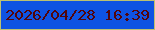 文字の大きさ：3、枠の色：bcc171、背景の色：0e53e2、文字の色：52050a 無料ブログパーツのブログ時計