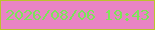 文字の大きさ：4、枠の色：bcc32c、背景の色：e984c4、文字の色：7ce45a 無料ブログパーツのブログ時計