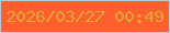 文字の大きさ：1、枠の色：bcc6d6、背景の色：fd602d、文字の色：dfa53b 無料ブログパーツのブログ時計