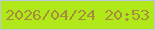 文字の大きさ：4、枠の色：bcc6de、背景の色：b0e81a、文字の色：a68c3b 無料ブログパーツのブログ時計