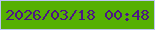 文字の大きさ：5、枠の色：bcc6f5、背景の色：55b003、文字の色：4d1486 無料ブログパーツのブログ時計