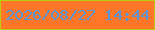 文字の大きさ：4、枠の色：bcca10、背景の色：fe7628、文字の色：5995d3 無料ブログパーツのブログ時計
