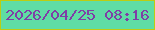 文字の大きさ：2、枠の色：bccd11、背景の色：5fdda4、文字の色：7f3ea6 無料ブログパーツのブログ時計