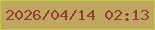 文字の大きさ：3、枠の色：bcd141、背景の色：bfa75f、文字の色：973a3c 無料ブログパーツのブログ時計