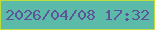 文字の大きさ：4、枠の色：bcdd3d、背景の色：5cbaa9、文字の色：5e549a 無料ブログパーツのブログ時計
