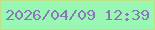 文字の大きさ：1、枠の色：bce288、背景の色：98f7b3、文字の色：8977ba 無料ブログパーツのブログ時計