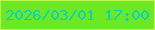 文字の大きさ：3、枠の色：bcf54f、背景の色：6ce924、文字の色：0dd3b5 無料ブログパーツのブログ時計