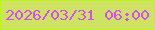 文字の大きさ：5、枠の色：bcf619、背景の色：cee364、文字の色：d94afa 無料ブログパーツのブログ時計