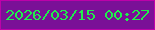 文字の大きさ：4、枠の色：bd01a9、背景の色：7a1097、文字の色：1fef4c 無料ブログパーツのブログ時計