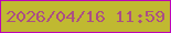 文字の大きさ：4、枠の色：bd01b9、背景の色：c0b931、文字の色：ab4f84 無料ブログパーツのブログ時計