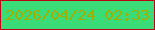 文字の大きさ：3、枠の色：bd0217、背景の色：3adc78、文字の色：a4ad01 無料ブログパーツのブログ時計