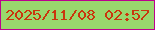 文字の大きさ：3、枠の色：bd028e、背景の色：99d86d、文字の色：ca360d 無料ブログパーツのブログ時計
