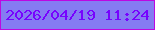 文字の大きさ：5、枠の色：bd07e1、背景の色：857bf2、文字の色：7703fe 無料ブログパーツのブログ時計